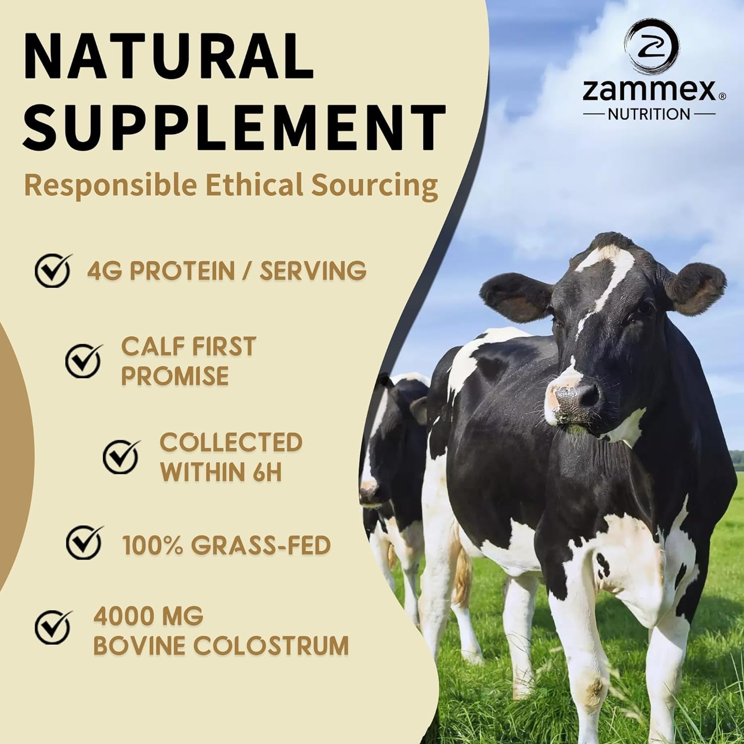 Zammex Multi Collagen Peptides+Bovine Colostrum Powder