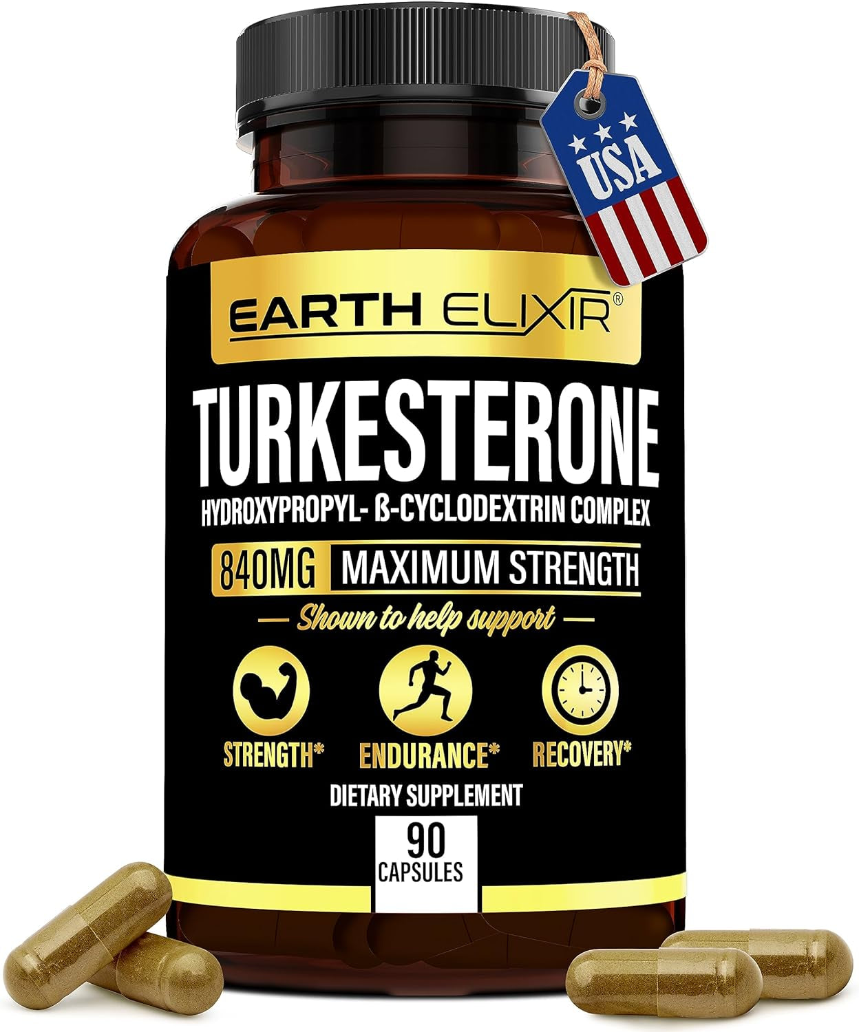 Turkesterone 840 Mg (90 Capsules) – Made in USA - 3Rd Party Tested - 100% Pure Turkesterone Supplement for Men & Women - Ajuga Turkestanica Extract 