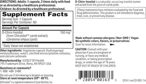 Klaire Labs D-Chiro-Inositol - 150 Milligrams Hypoallergenic Supplement (60 Capsules)