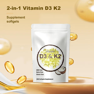 Vitamin D3 K2,K2 D3,Supplement Softgel,10000 IU VIT D3 + 200 MCG Vitamin K2,Microingredients Vitamin D3 K2,K2 D3 Vitamin Supplement,Micro Ingredients Vitamin D3 K2,300 Pcs., Yellow 