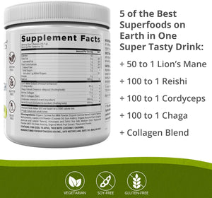 – Mushroom Breakthrough - Salted Caramel - Nootropic Supplement Blended Powder of Mushroom, Collagen & Superfoods: Lion’S Mane, Chaga, Reishi (15 Servings)