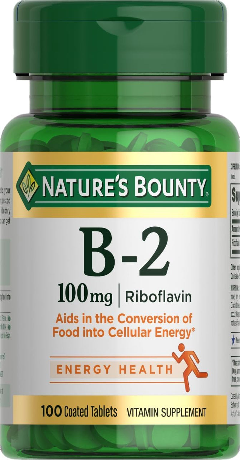 Nature'S Bounty Vitamin B2 as Riboflavin Supplement, Aids Metabolism, 100Mg, 100 Count