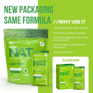 PRÜVIT Keto//Os NAT Lime Time Keto Supplements – Charged - Exogenous Ketones - BHB Salts Ketogenic Supplement for Workout Energy Boost for Men and Women (20 Count)