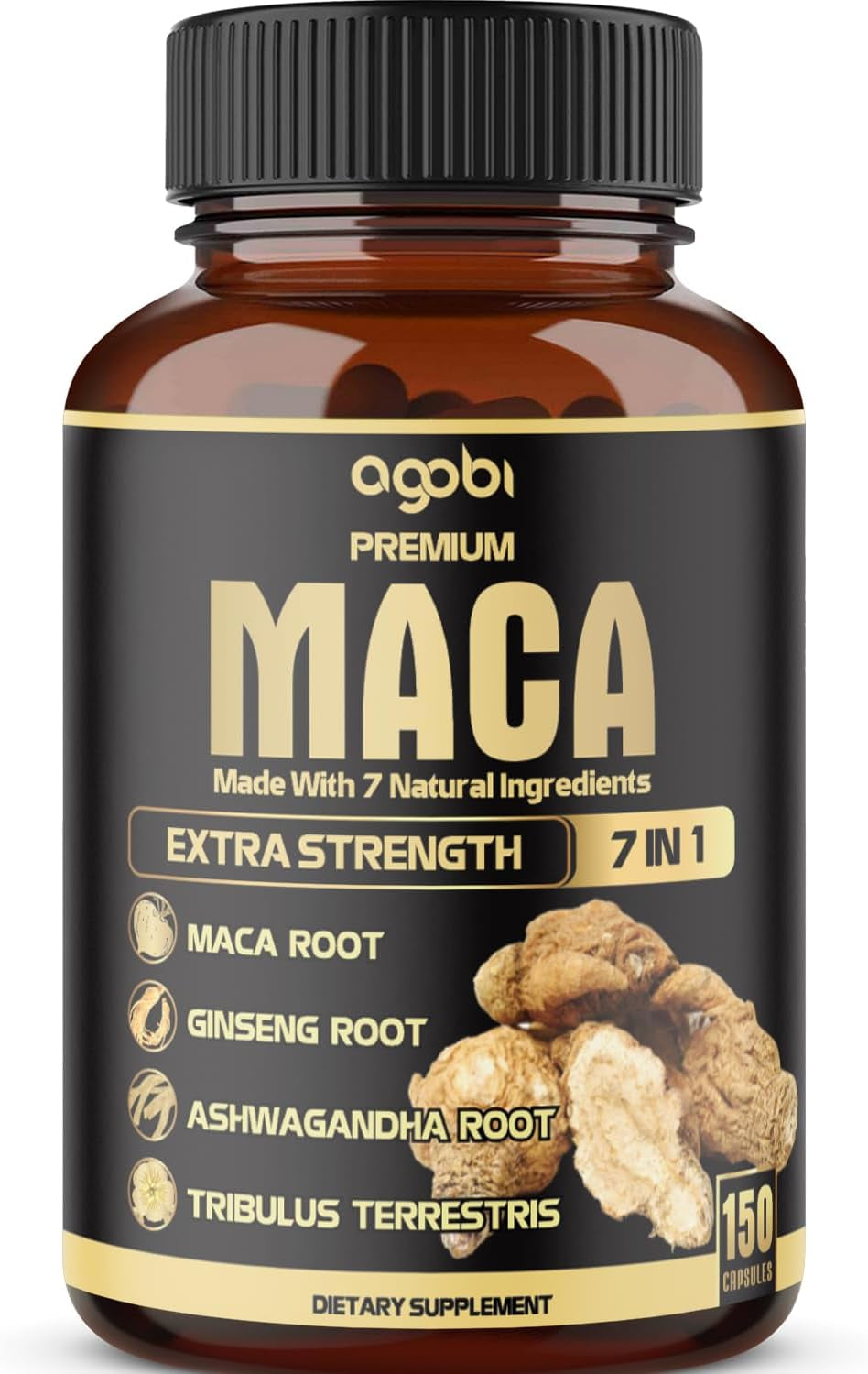 7In1 Premium Maca Root Capsules - with Ashwagandha, Ginseng, Tribulus, Shilajit, Shatavari & Black Pepper - Natural Energy, Performance & Mood Support 