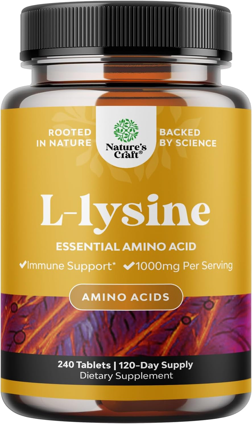 L Lysine 1000Mg Free Form - High Strength L-Lysine Supplement for Eye Health Lip Care Collagen Synthesis and Immune Support - Essential Amino Acid Vegan Non-Gmo 1000Mg per Serving - 100 Tablets