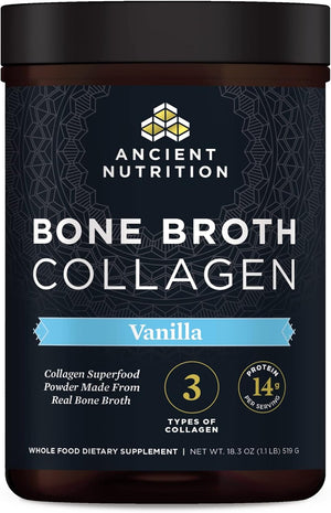 Collagen Powder, Bone Broth Collagen, Vanilla, Hydrolyzed Multi Collagen Peptides, Supports Skin and Nails, Joint Supplement, 30 Servings, 18.3Oz