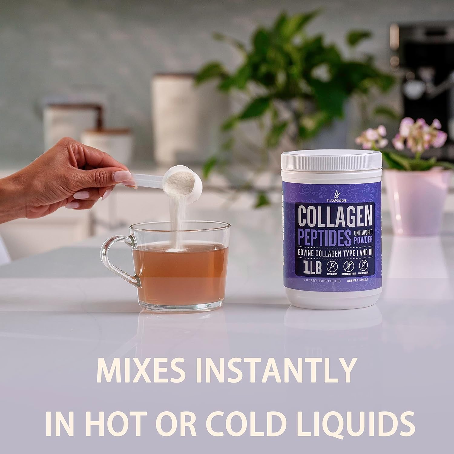 Instaskincare Collagen Peptides Powder 1 Lb - Bovine Colostrum Powder 40% Igg 3.17 OZ 