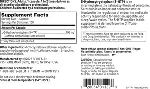 Klaire Labs 5-HTP 100 Mg - Hypoallergenic 5-HTP from Griffonia Seed Extract (5-HTP) - Hydroxytryptophan Serotonin Support Supplement to Promote Mood (100 Capsules)