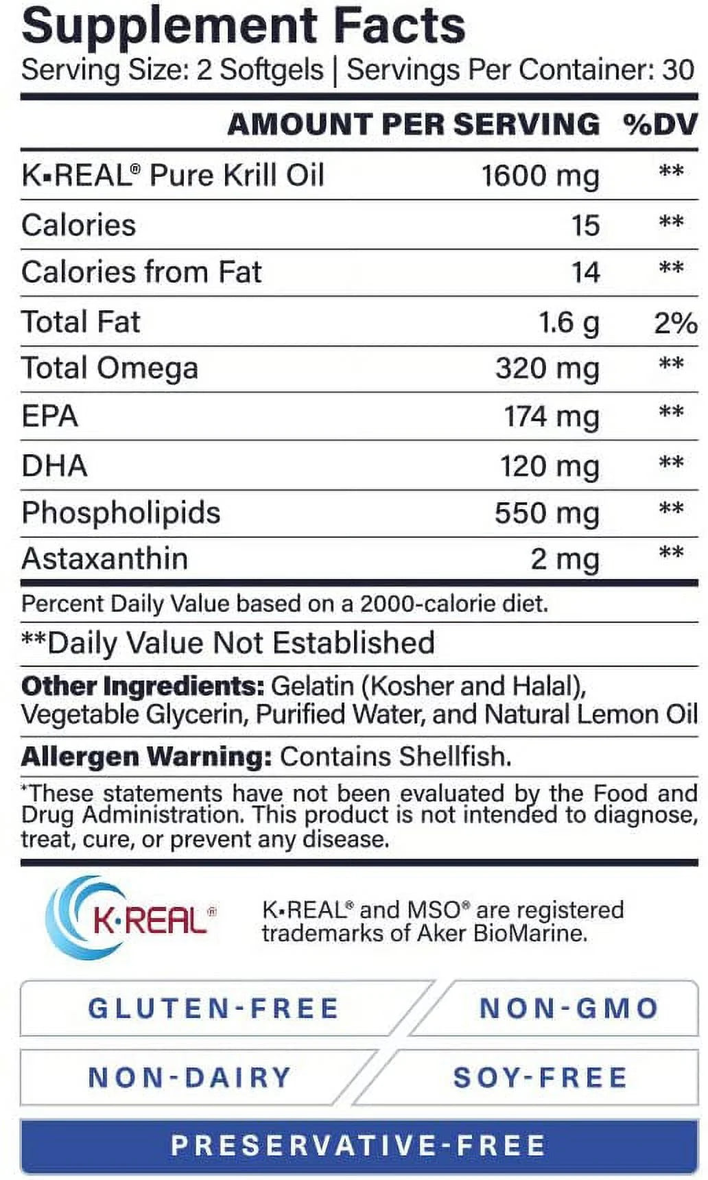 Krillmd - Antarctic Krill Oil Omega 3 Supplement with Astaxanthin, EPA, DHA | 2X More Effective than Fish Oil | 60 Lemon-Coated Softgels 