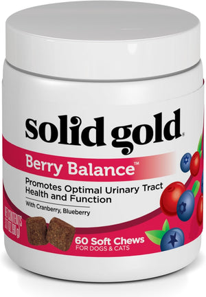 Solid Gold Cranberry Supplement for Dogs & Cats for Urinary Tract Health - Berry Balance UTI + Bladder + Kidney Support for Cats and Dogs with Antioxidants - Cranberry Powder - 3.5 Oz