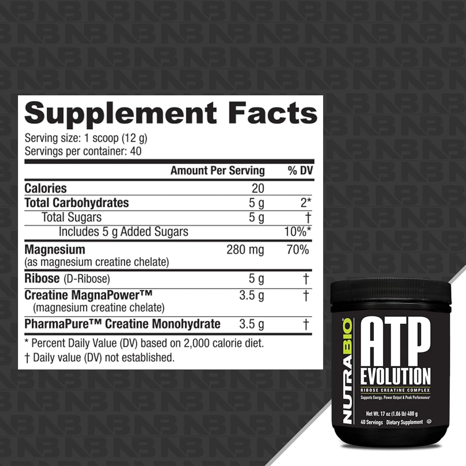 Nutrabio ATP Evolution, Supercharged Muscle Recovery, 500G Powder - 40 Servings