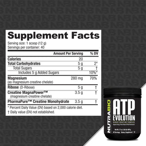 Nutrabio ATP Evolution, Supercharged Muscle Recovery, 500G Powder - 40 Servings