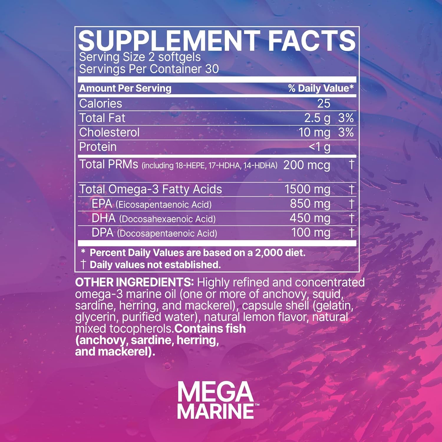 Microbiome Labs Megamarine Gut Specific Fish Oil - Omega 3 Supplement with EPA, DHA & DPA - Fish Oil Omega 3 Supplements for Immune Support & Gut Health - Natural Lemon Flavor (60 Softgels)