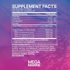 Microbiome Labs Megamarine Gut Specific Fish Oil - Omega 3 Supplement with EPA, DHA & DPA - Fish Oil Omega 3 Supplements for Immune Support & Gut Health - Natural Lemon Flavor (60 Softgels)