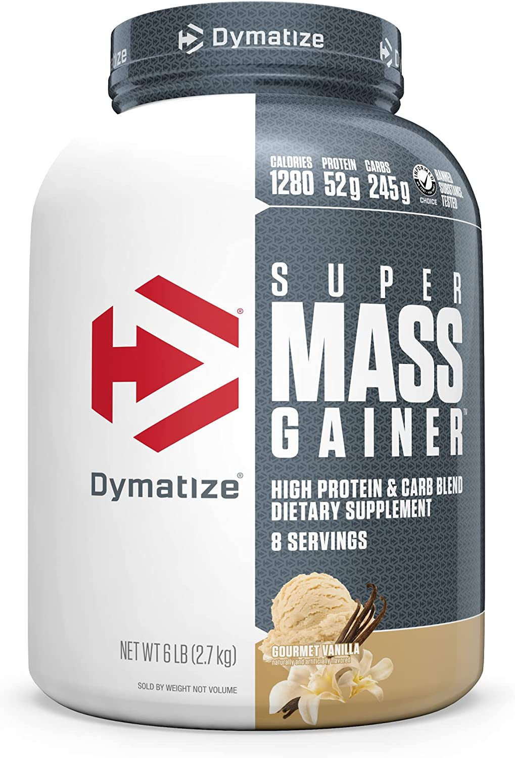 Dymatize Super Mass Gainer Protein Powder 52G Protein 1280 Calories 6 Pound Gourmet Vanilla & Rich Chocolate (Pack of 2)