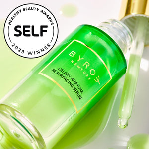 Byroe Exfoliating AHA Serum | Gentle Celery Serum for Resurfacing and Acne Prone Skin | Clarifying Pore Minimizer with Vitamin 12 Complex and LHA from Salicylic Acid | Vegan 30 ML