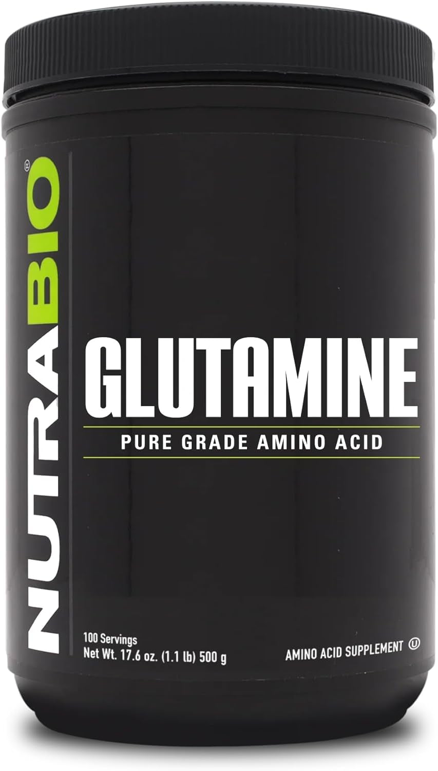 Nutrabio L-Glutamine Powder - Amino Acid - Pure Grade: Absolutely No Additives, Fillers or Excipients! - Muscle Recovery Supplement - (500 Grams) by NutraBio