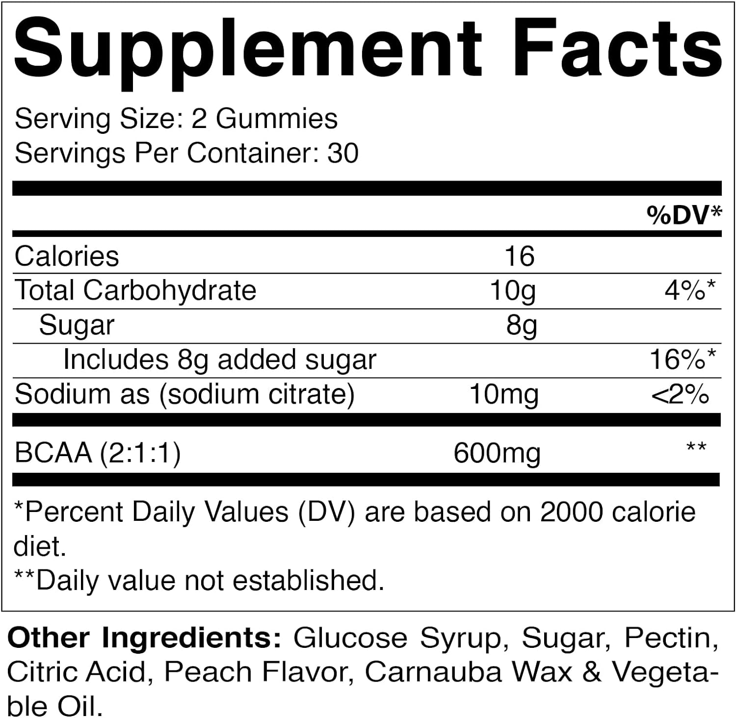 Vitamatic BCAA Gummies - Branch Chain Amino Acid Supplements - Peach Flavor - 600Mg per Serving - 60 Vegan Pectin Based Gummies (2 Bottles)