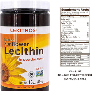 De-Oiled Sunflower Lecithin Powder - 3 Lb - Rich in Phosphatidyl Choline - Non-Gmo Project Verified - Soy Free