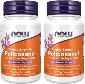NOW Supplements, Policosanol 20 Mg, Double Strength, Blend of Long-Chain Fatty Alcohols (Lcfas) Derived from Sugar Cane, 90 Veg Capsules