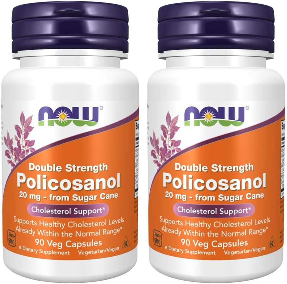 NOW Supplements, Policosanol 20 Mg, Double Strength, Blend of Long-Chain Fatty Alcohols (Lcfas) Derived from Sugar Cane, 90 Veg Capsules