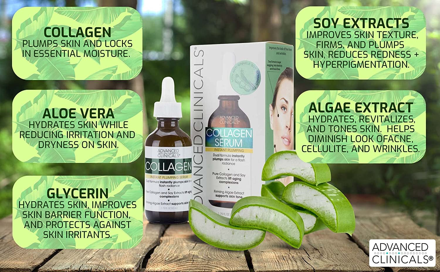 Advanced Clinicals Tea Tree Oil Serum for Face + Vitamin C Serum + Exfoliating 10% Glycolic Acid Serum Skincare Set | Face Serum for Women | anti Aging Serums to Brighten, Exfoliate, & Hydrate, 3-Set