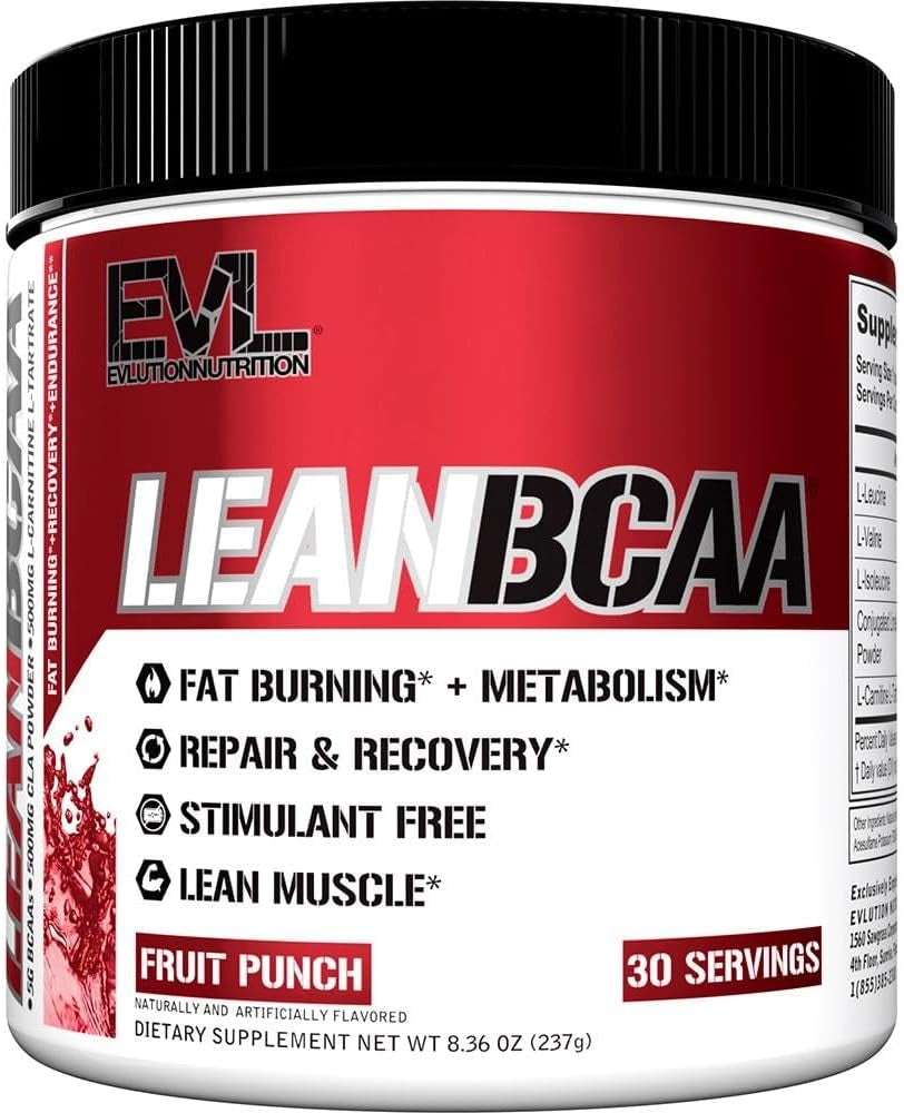 Evlution Stimulant Free Lean BCAA Powder Nutrition Bcaas Amino Acids Powder with CLA Carnitine and 2:1:1 Branched Chain Amino Acids Supports Muscle Recovery Fat Burn and Metabolism - Blue Raz