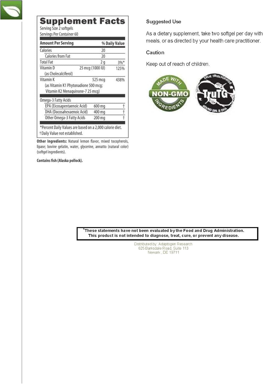Ultra Omega 1000 with Vitamin D3, K1, K2 | 1000Mg of the Omega 3 Fatty Acids EPA & DHA | Fish Oil in the Triglyceride Form plus Lipase for Maximum Absorption | NO Aftertaste | 120 Softgels 