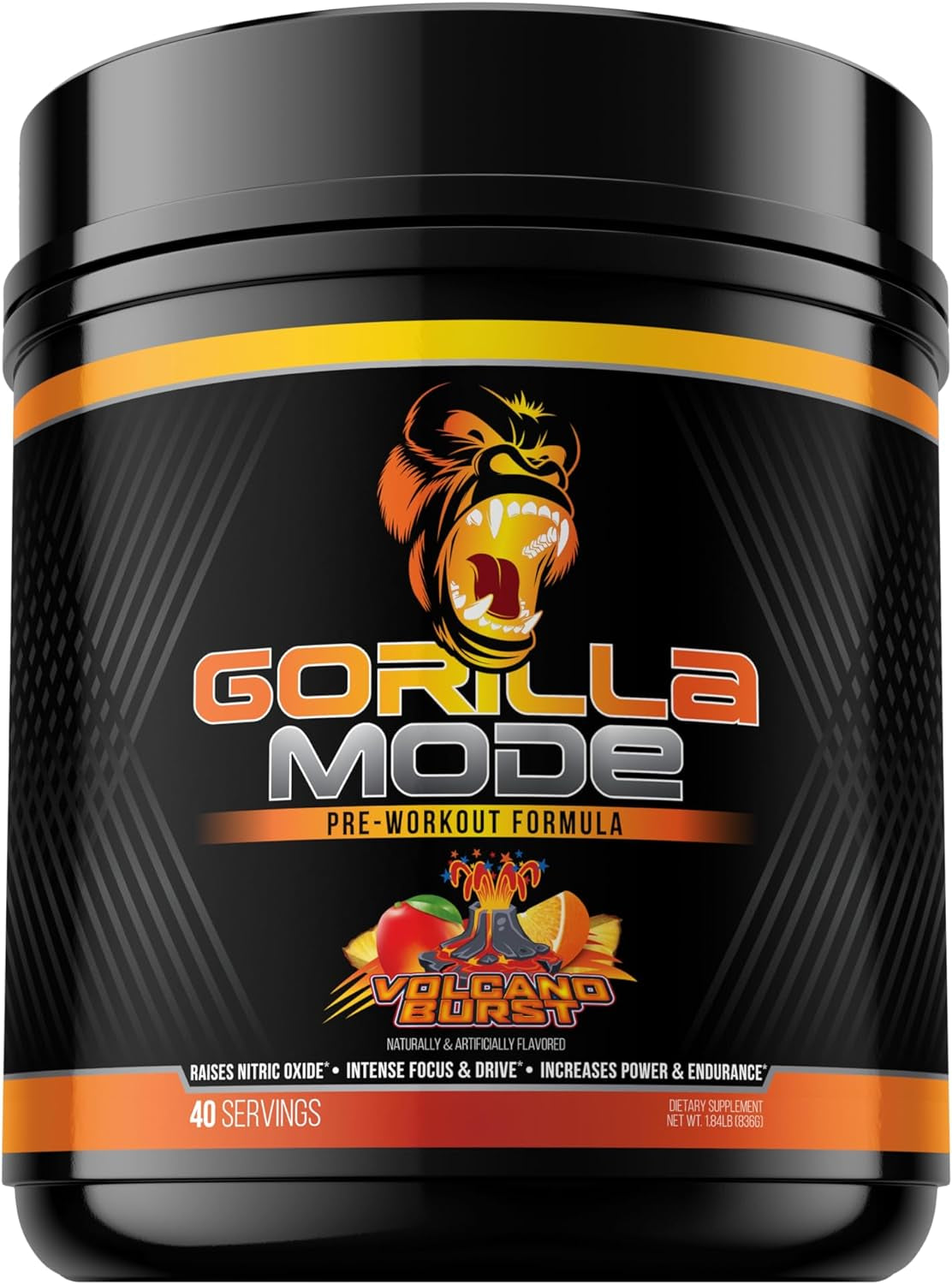 Gorilla Mode Pre Workout - Massive Pumps · Laser Focus · Energy · Power - L-Citrulline, Creatine, L-Tyrosine, Betaine, Hydroprime , Alpha-Gpc, 400Mg 