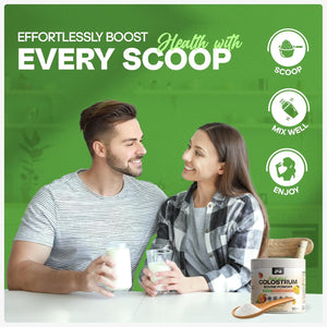 Bovine Colostrum X3 Supplement Powder for Humans, 100% Pure Whole Natural Grass Fed Superfood, High Igg, plus Probiotic & Prebiotic, Natural Peach-Mango Flavor, Made in USA