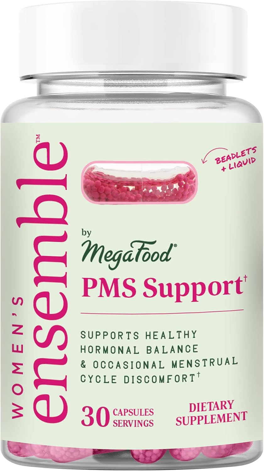 Megafood PMS Support - Supplement for Women - Clinically Shown - Supports Hormone Balance for Women Associated with the Menstrual Cycle - with Chaste Tree Berry, Primrose Oil & Dong Quai - 30 Capsules