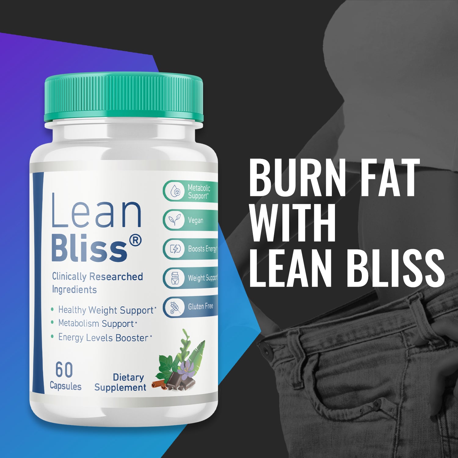 Lean Bliss, Leanbliss Supplement for Weight Loss & Fat Burning (60 Capsules) 