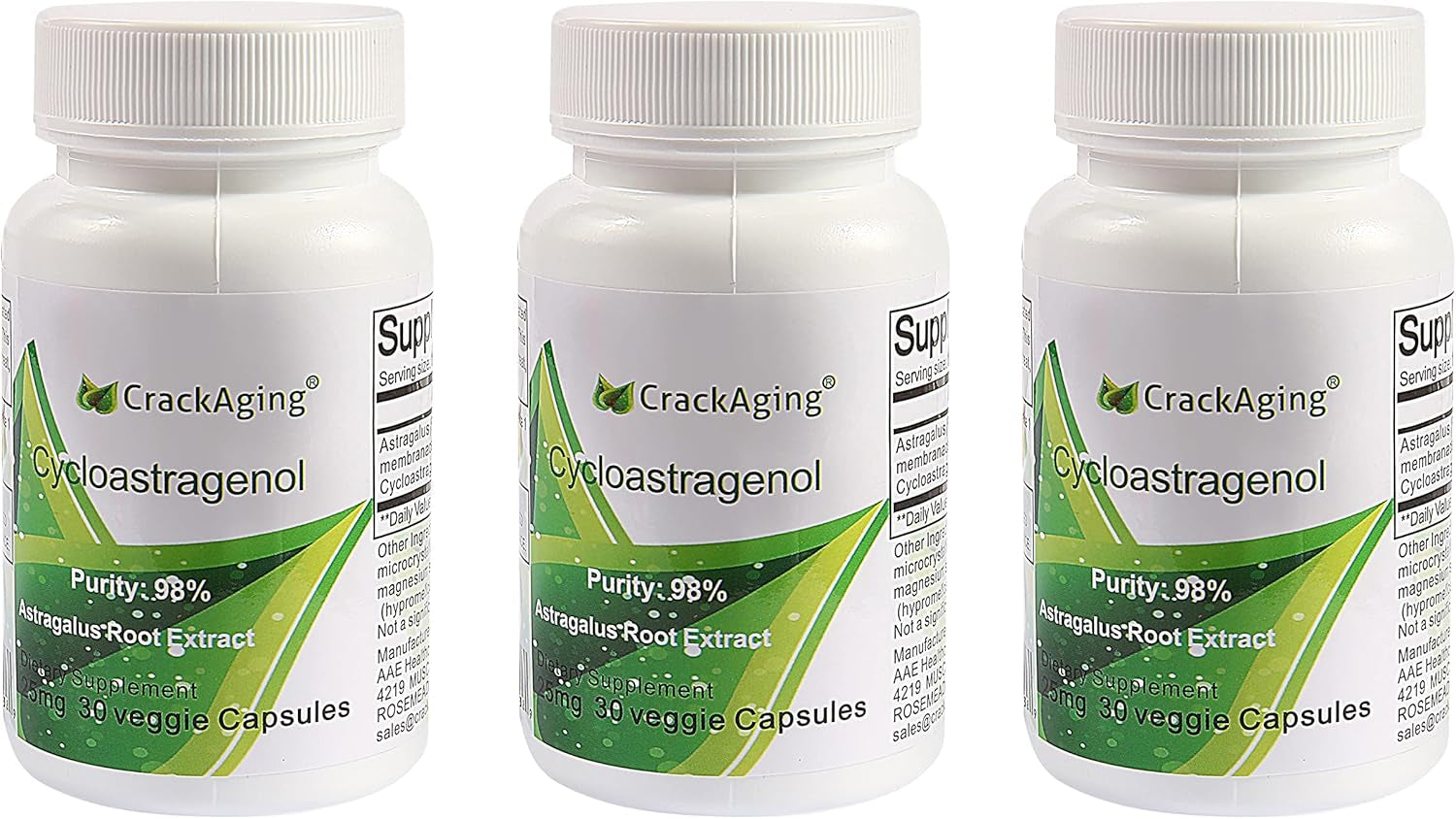 Super-Absorption Cycloastragenol 98% 25Mg 30Caps anti Aging DNA Cell Telomerase Strength Faction Longevity Classic Supplement