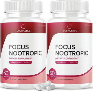 Cognigence Focus Nootropic Memory Booster Supplement Pills 120 Capsules (2 Pack)
