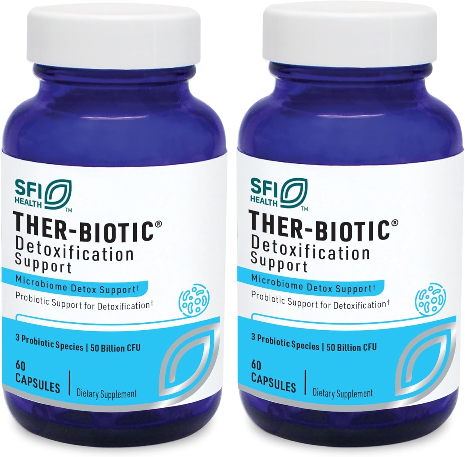Klaire Labs Ther-Biotic Detox Probiotic Supplement - 50B CFU Probiotics - Supports Body Detoxification, Digestive & Colon Health - Hypoallergenic Lactobacillus & Bifidobacterium (60 Capsules / 2 Pack)