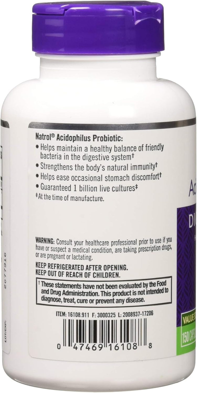 Natrol Acidophilus Probiotic - 100 Mg - 150 Capsules (Pack of 12)