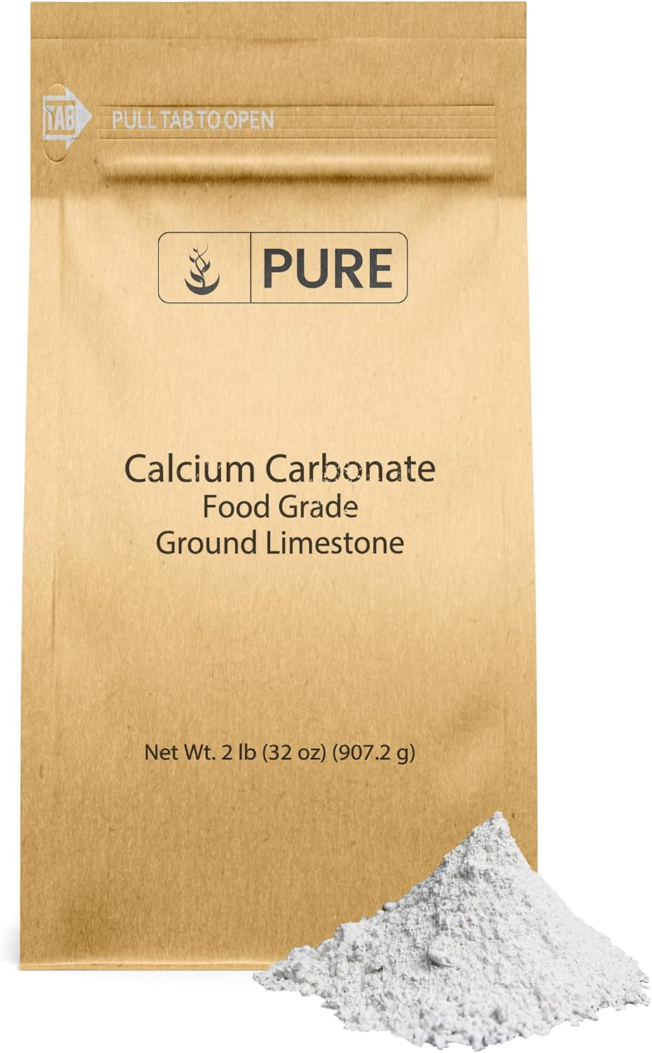 Pure Original Ingredients Calcium Carbonate (2 Lb) Dietary Supplement, Food Preservative, Acid Neutralizer