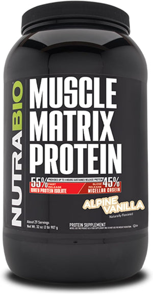 Nutrabio Creatine Monohydrate, Unflavored, (150 G) and Muscle Matrix Protein Powder, (Vanilla) Supplement Bundle – Muscle Energy, Maximum Growth, Recovery, and Strength