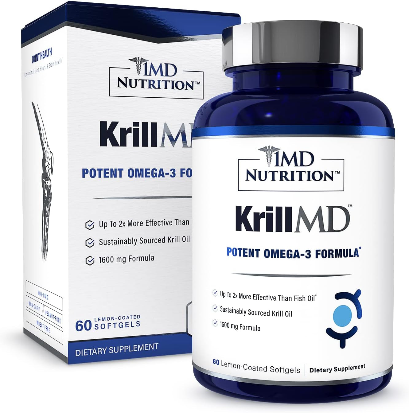 Krillmd - Antarctic Krill Oil Omega 3 Supplement with Astaxanthin, EPA, DHA | 2X More Effective than Fish Oil | 60 Softgels by My Store