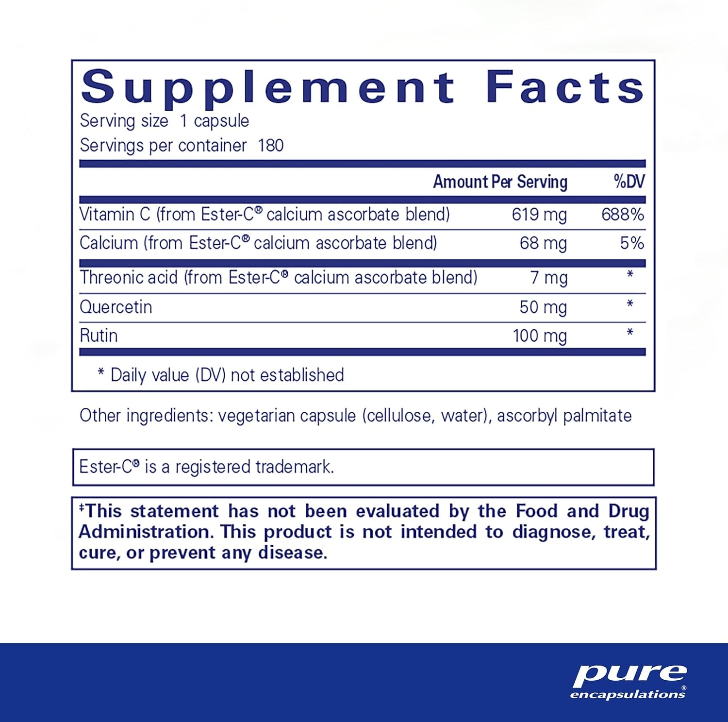 Pure Encapsulations Ester-C & Flavonoids - Vitamin C Supplement for Antioxidants - Immune & Vascular Support* with Calcium & Rutin - Gentle on Digestion - Vegan & Non-Gmo - 90 Capsules