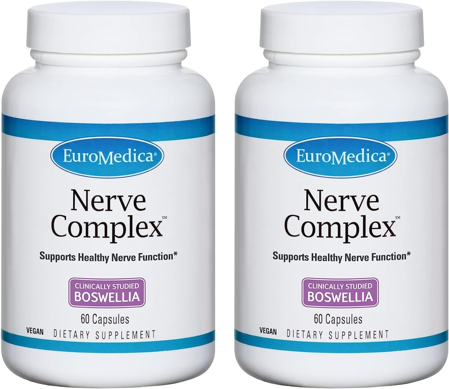 Euromedica Nerve Complex - 60 Capsules, Pack of 2 - Supports Healthy Nerve Function - Vitamin, Amino Acid & Herb Blend - 60 Total Servings 
