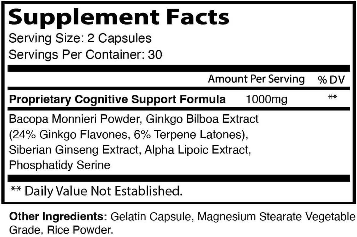 Cognigence Focus Nootropic Memory Booster Supplement Pills 120 Capsules (2 Pack)