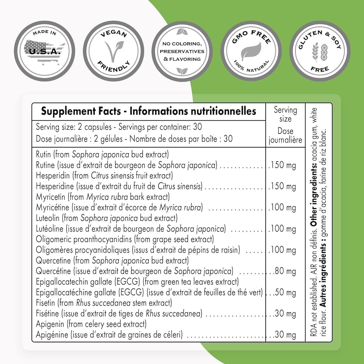 '- Flavolife (Flavonoid Complex Supplement) - with Luteolin, Myricetin, Fisetin, Rutin, Quercetin, EGCG, Apigenin, Hesperidin | Non-Gmo & Gluten Free - 60 Vegetarian Capsules 