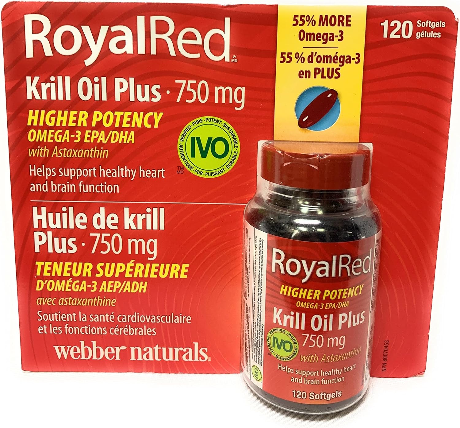 Webber Naturals - Royalred Krill Oil plus 750 Mg with Astaxanthin, 120 Softgels