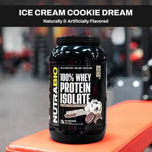 Nutrabio Creatine Monohydrate, Unflavored, 150G and Whey Protein Isolate, Ice Cream Cookie Dream, Supplement Bundle - Muscle Energy, Lean Muscle Growth, Recovery, and Strength