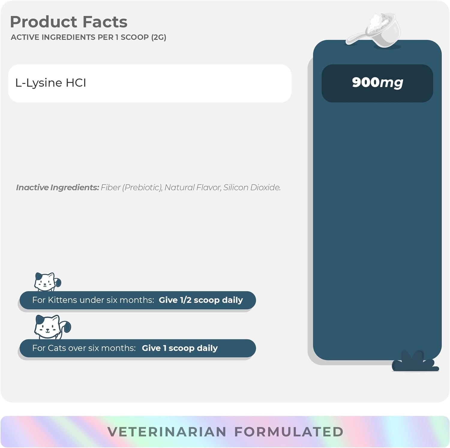 L-Lysine Supplement for Cats 900Mg/Scoop - Cat Supplement for Sneezing and Runny Nose, Cat Cold, Cat Immune Support, Eye Function, and Respiratory Health – Lysine Powder for Cat