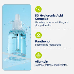 Torriden DIVE-IN Low-Molecular Hyaluronic Acid Serum, 1.69 Fl Oz | Fragrance-Free Face Serum for Dry, Dehydrated, Oily Skin | Vegan, Clean, Cruelty-Free Korean Skin Care