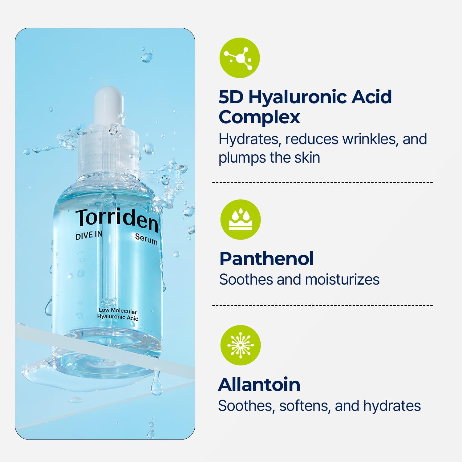 Torriden DIVE-IN Low-Molecular Hyaluronic Acid Serum, 1.69 Fl Oz (2 Pack) | Fragrance-Free Face Serum for Dry, Dehydrated, Oily Skin | Vegan, Clean, Cruelty-Free Korean Skin Care