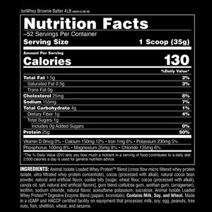 Animal Whey Isolate Protein Powder - Loaded for Pre & Post Workout Muscle Builder and Recovery with Digestive Enzymes for Men & Women - 25G Protein, Great Taste, Low Sugar - Brownie Batter 4 Lbs