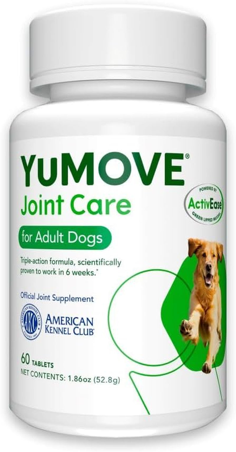 Yumove Adult Dog Tablets | Hip and Joint Supplement for Dogs with Glucosamine, Chondroitin, Hyaluronic Acid, Green Lipped Mussel | Dogs Aged 6 to 8 | 120 Count Tablets, Treat Colored